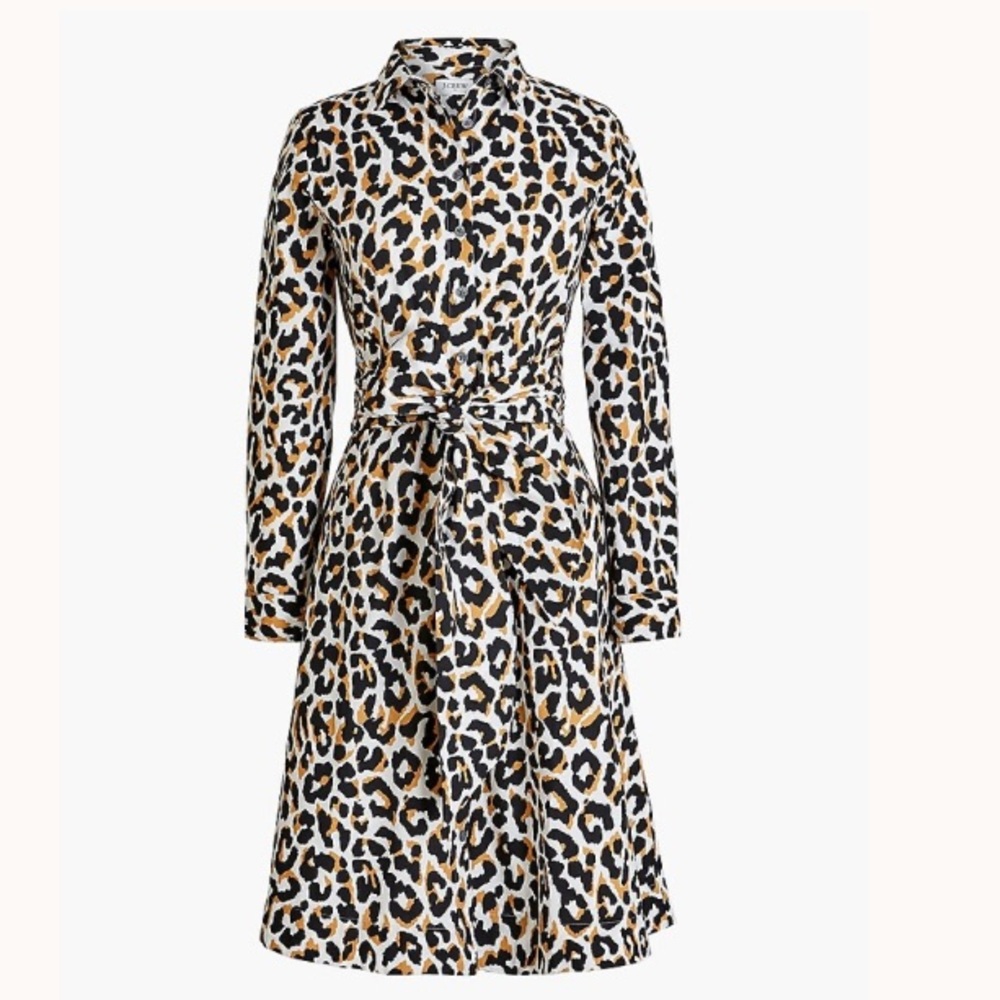J. Crew leopard A-line Dress with Notched Collar